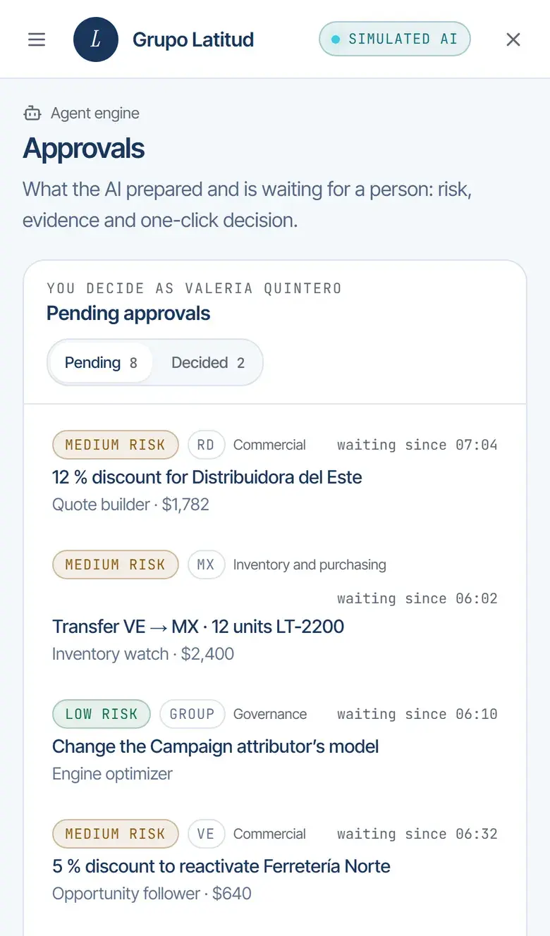Pending approvals on a phone