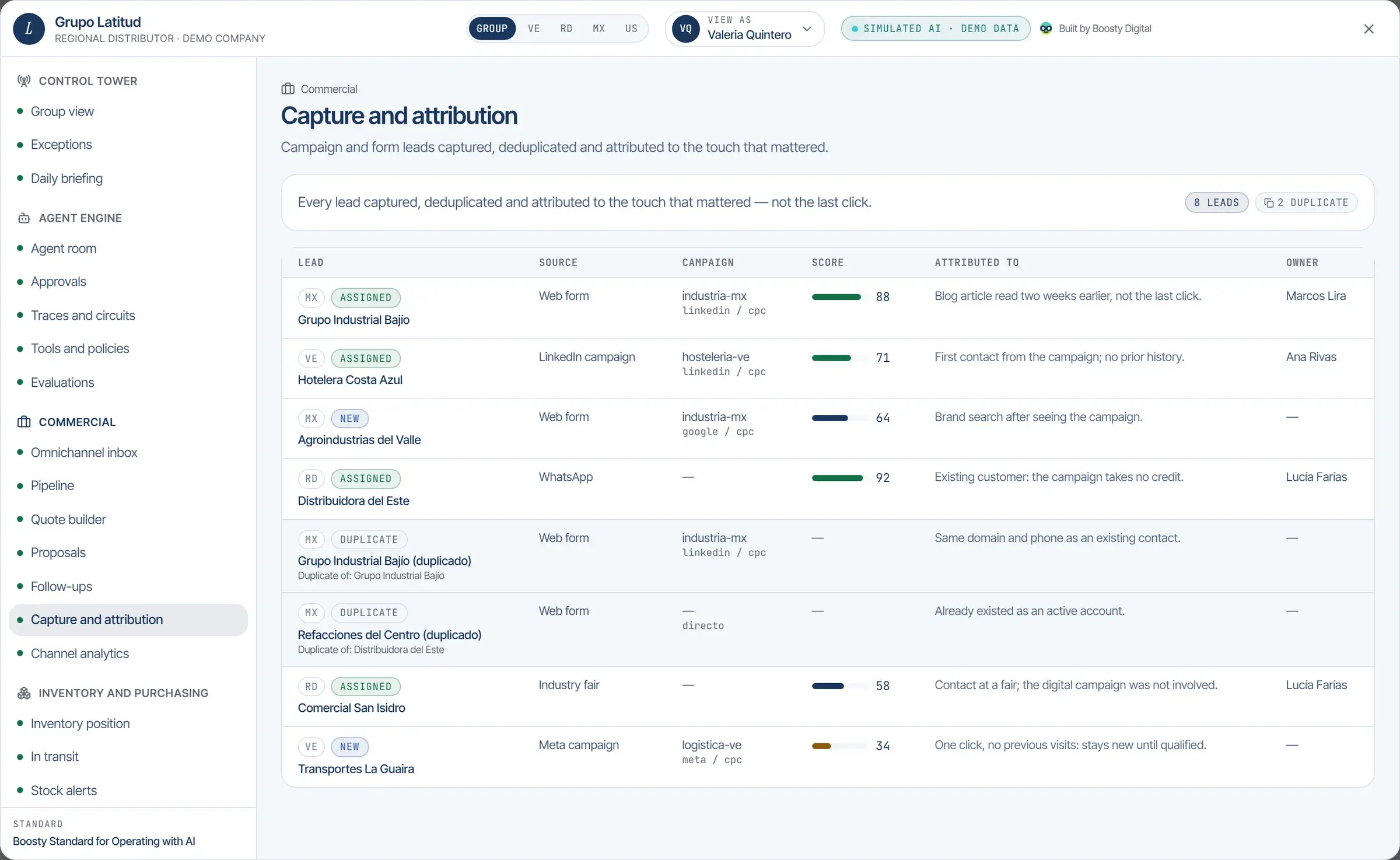 Lead capture and attribution with detected duplicates and the touch that mattered